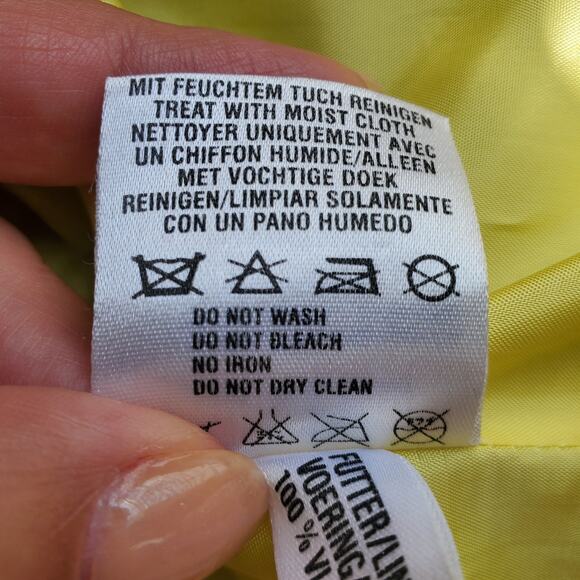 Vtg Escada Yellow Lamb Leather Jacket Women S M 36 Quiet Luxury Modern Sleek - Picture 15 of 16